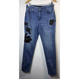 Chico's 6 Floral velvet Y2K Bohemian Jeans 90's stretch small western rodeo